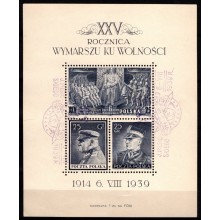 Polsk legions 25 års jubilæum. Miniark. Stemplet.